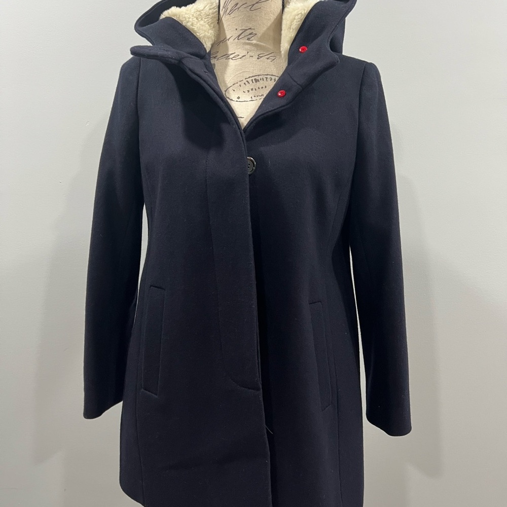 Women's Navy Blue Hooded Coat